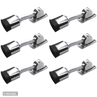 Sun Shield Door Stoppers Rubber for Home with Screw Super Bullet- SS Finish, 5 Inch, Set of 6