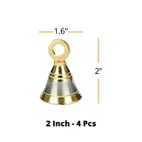 Sun Shield Decorative Brass Bell for Pooja Room Silver Gold 50mm, 2 Inch - Set of 2 Pieces-thumb1