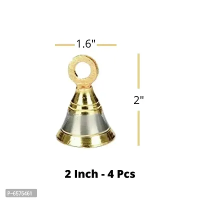 Sun Shield Decorative Brass Bell for Pooja Room Silver Gold 50mm, 2 Inch - Set of 2 Pieces-thumb2