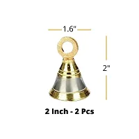Sun Shield Decorative Brass Bell for Pooja Room, Silver Gold 50mm, 2 Inch - Set of 4 Pieces-thumb1