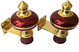 Sun Shield Zinc Alloy Antique Mandir Wine Gold Finish Curtain Bracket Window Curtains Holder Support for Window and Door Fitting- 1 Inch, Maroon, 2 Set , 4 Pieces-thumb1