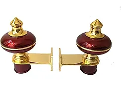 Sun Shield Zinc Alloy Antique Mandir Wine Gold Finish Curtain Bracket Window Curtains Holder Support for Window and Door Fitting- 1 Inch, Maroon, 4 Set ,8 Pieces-thumb2
