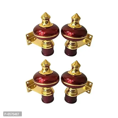 Sun Shield Zinc Alloy Antique Mandir Wine Gold Finish Curtain Bracket Window Curtains Holder Support for Window and Door Fitting- 1 Inch, Maroon, 2 Set , 4 Pieces