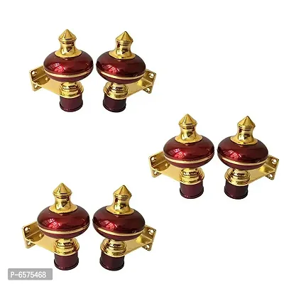 Sun Shield Zinc Alloy Antique Mandir Wine Gold Finish Curtain Bracket Window Curtains Holder Support for Window and Door Fitting- 1 Inch, Maroon, 3 Set , 6 Pieces