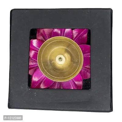 DecorDepo Brass Classic Diya For Pooja Oil Lamp Lotus Shape - Diya for Diwali Decoration  Diwali Gift, Pink , Set of 1-thumb4
