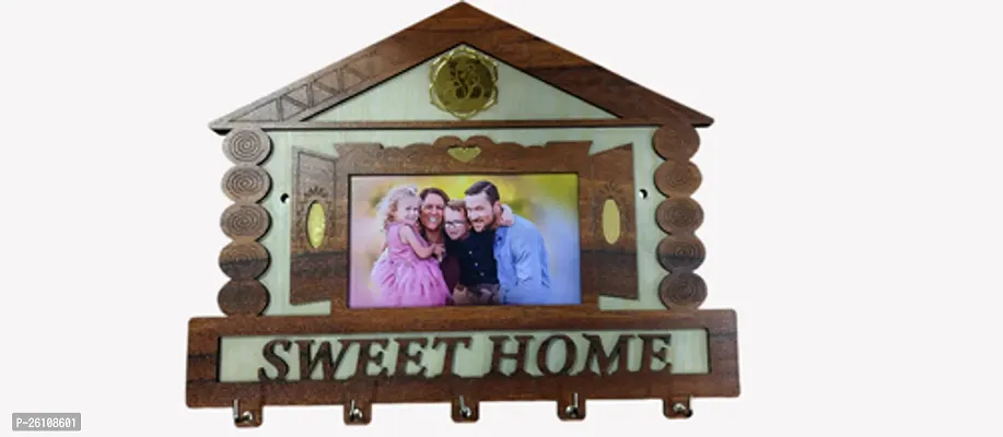 Wooden Sweet Home Key Holder With Photo Frame