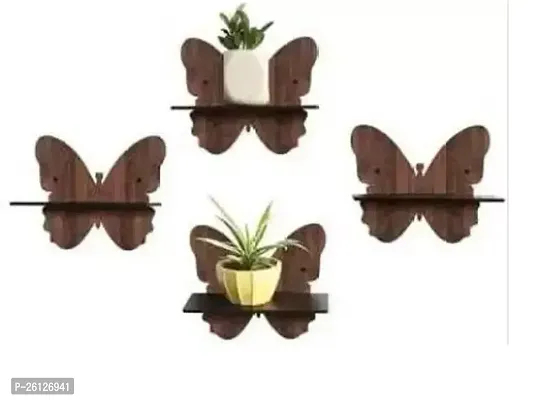 Wooden Brown Coloured Butterfly Vuf Wall Decor Items For Home-thumb0