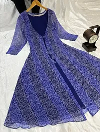 Stylish Navy Blue Georgette A-Line Printed Kurti For Women-thumb2