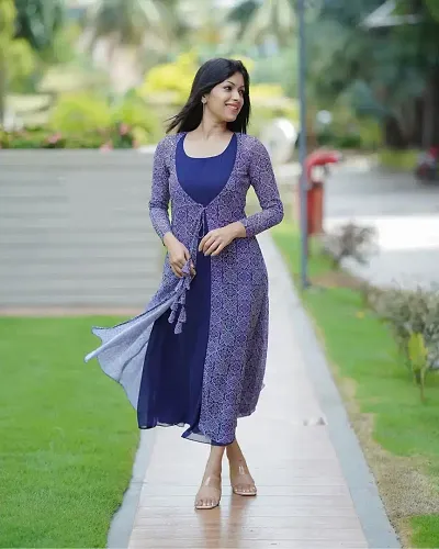 Classic Georgette Kurtas For women BLUE.