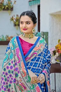 Stylish Multicoloured Cotton Silk Digital Print Saree With Blouse Piece For Women-thumb2