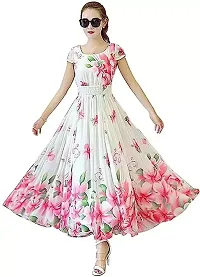 Stylish Pink Georgette Printed Stitched Gowns For Women-thumb1