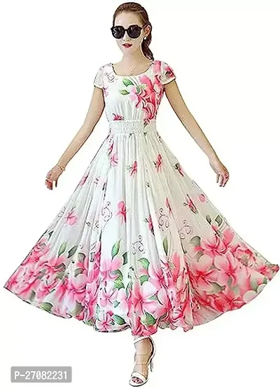 Stylish Pink Georgette Printed Stitched Gowns For Women-thumb2