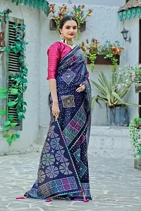 Stylish Multicoloured Cotton Silk Digital Print Saree With Blouse Piece For Women-thumb3