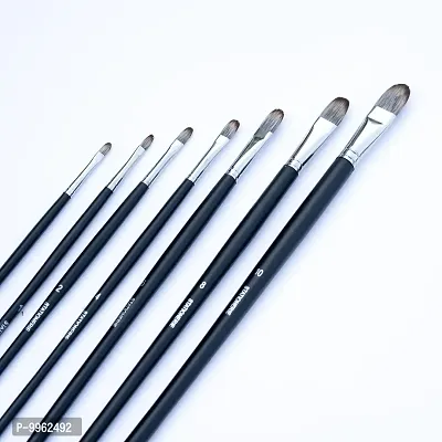 Premium Synthetic Filbert Tip Paint Brush Set Of 7 Matt Black-thumb3