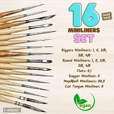 Mainliners Synthetic Miniature Brushes-  Set Of 16-thumb2