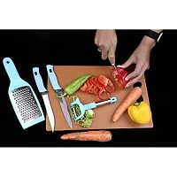 PAGALYetrade Plastic Chopping Board with Stainless Steel Kitchen Blue 3-Pieces Knife Set 1 Peeler and 1 Greater with Chopping Board Plastic -6 Piece-thumb2