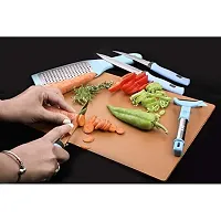 PAGALYetrade Plastic Chopping Board with Stainless Steel Kitchen Blue 3-Pieces Knife Set 1 Peeler and 1 Greater with Chopping Board Plastic -6 Piece-thumb3