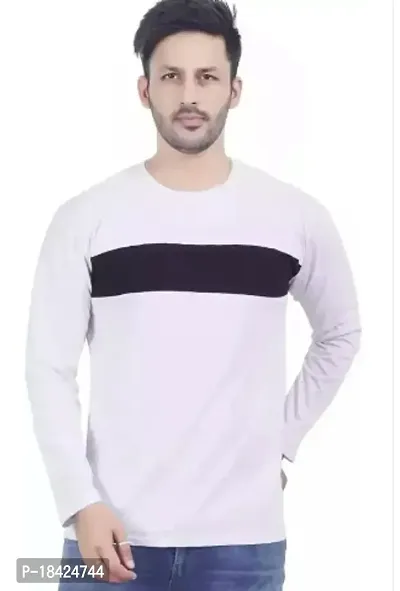 Elegant White Cotton Self Pattern Round Neck Tees For Men-thumb0