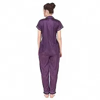 Stylish Purple Satin Plain Night Suit-thumb4