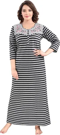 Classic Wool Striped Winter Nighty for Women