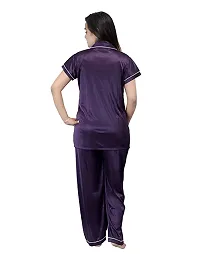 Satin night suit ( Purple)-thumb1