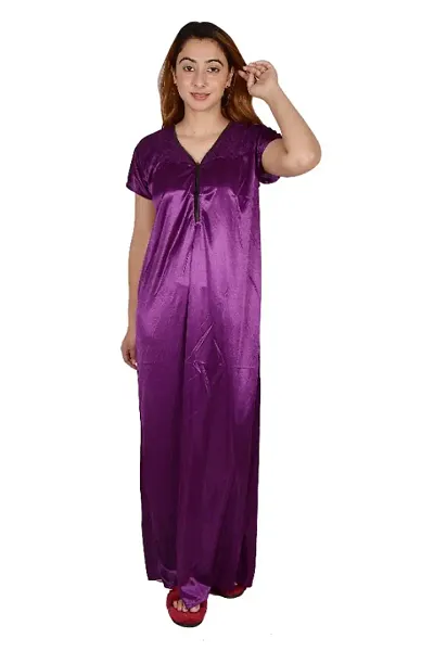 Women Satin Full length Fancy nighty