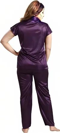 Satin new Solid Nightsuit for women ( Purple-thumb2