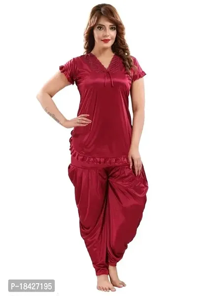 Nightsuits For Women/Patiala Solid Night Suit Set For Women/Dhoti Night Suit Set For Women-thumb0