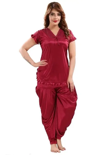 Nightsuits For Women/Patiala Solid Night Suit Set For Women/Dhoti Night Suit Set For Women
