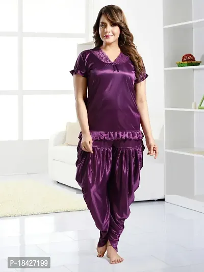 Nightsuits For Women/Patiala Solid Night Suit Set For Women/Dhoti Night Suit Set For Women