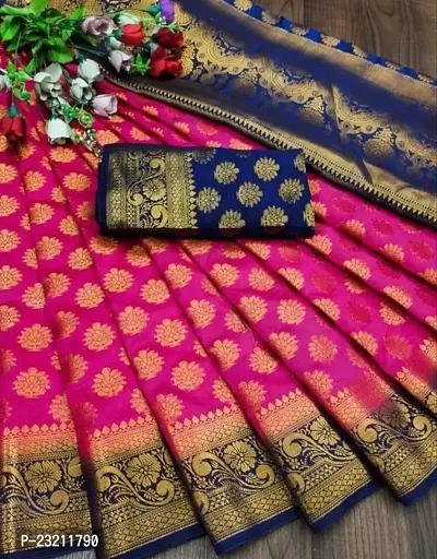 RUDRA NX Women's Banarasi Silk Saree || Zari Woven Kanjivaram Sarees With Unstitched Blouse Piece (Rani1)