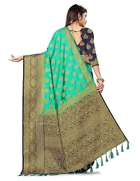 RUDRA NX Women's Banarasi Silk Saree || Zari Woven Kanjivaram Sarees With Unstitched Blouse Piece [Rama]-thumb3