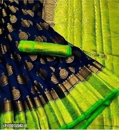RUDRA NX Women's Banarasi Silk Saree || Zari Woven Kanjivaram Sarees With Unstitched Blouse Piece (Parrot Green)