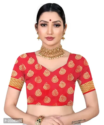 RUDRA NX Women's Banarasi Silk Saree || Zari Woven Kanjivaram Sarees With Unstitched Blouse Piece | (Color: Yellow Red)-thumb4
