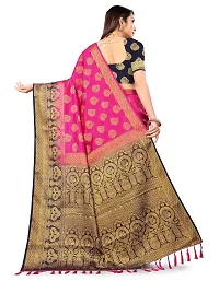 RUDRA NX Women's Banarasi Silk Saree || Zari Woven Kanjivaram Sarees With Unstitched Blouse Piece | (Color: Rani)-thumb3