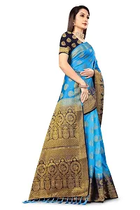 RUDRA NX Women's Banarasi Silk Saree || Zari Woven Kanjivaram Sarees With Unstitched Blouse Piece | (Color: Firozi)-thumb2