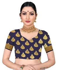 RUDRA NX Women's Banarasi Silk Saree || Zari Woven Kanjivaram Sarees With Unstitched Blouse Piece (Firozi)-thumb3