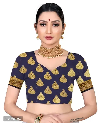 RUDRA NX Women's Banarasi Silk Saree || Zari Woven Kanjivaram Sarees With Unstitched Blouse Piece (Firozi)-thumb4