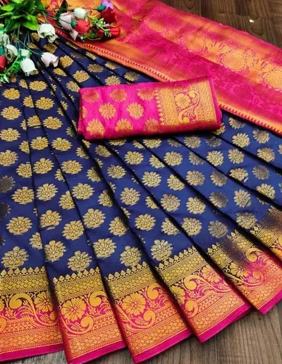 RUDRA NX Women's Banarasi Silk Saree || Zari Woven Kanjivaram Sarees With Unstitched Blouse Piece