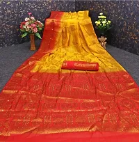 RUDRA NX Women's Banarasi Silk Saree || Zari Woven Kanjivaram Sarees With Unstitched Blouse Piece | | (Color: Yellow red)-thumb4