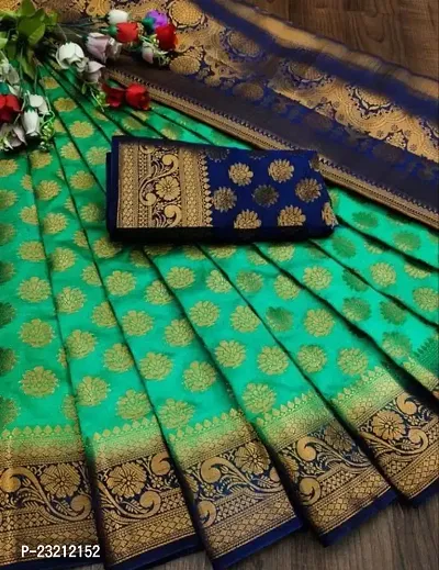 RUDRA NX Women's Banarasi Silk Saree || Zari Woven Kanjivaram Sarees With Unstitched Blouse Piece (Rama).