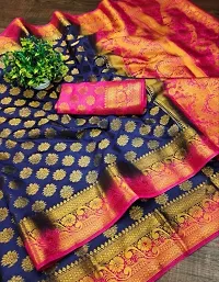 RUDRA NX Women's Banarasi Silk Saree || Zari Woven Kanjivaram Sarees With Unstitched Blouse Piece (Rani).-thumb1