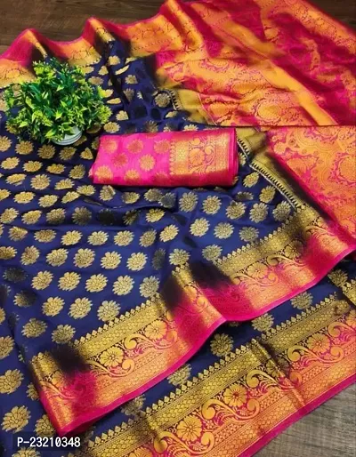 RUDRA NX Women's Banarasi Silk Saree || Zari Woven Kanjivaram Sarees With Unstitched Blouse Piece (Rani).-thumb2