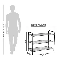 DecorSecrets 3 Shelf Premium Quality Collapsible and Foldable Metal Shoe Rack, Metal Shoe Stand (Black)-thumb2