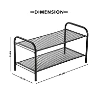 DecorSecrets 2 Shelf Premium Quality Collapsible and Foldable Metal Shoe Rack, Metal Shoe Stand (Black)-thumb2