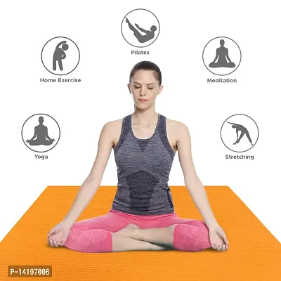 DecorSecrets Anti-Skid Yoga Mat for Men  Women, Exercise for Gym/Home Workout Fitness Green 6 mm Yoga Mat (Orange)-thumb3