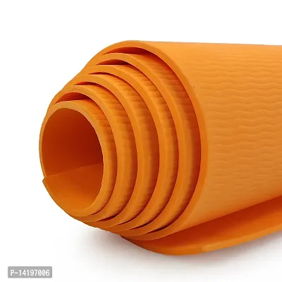 DecorSecrets Anti-Skid Yoga Mat for Men  Women, Exercise for Gym/Home Workout Fitness Green 6 mm Yoga Mat (Orange)-thumb2