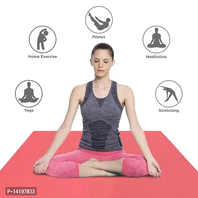 DecorSecrets Anti-Skid Yoga Mat for Men  Women, Exercise for Gym/Home Workout Fitness Green 6 mm Yoga Mat (Peach)-thumb3