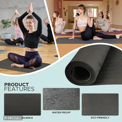 DecorSecrets Anti-Skid Yoga Mat for Men  Women, Exercise for Gym/Home Workout Fitness Green 6 mm Yoga Mat (Black)-thumb0