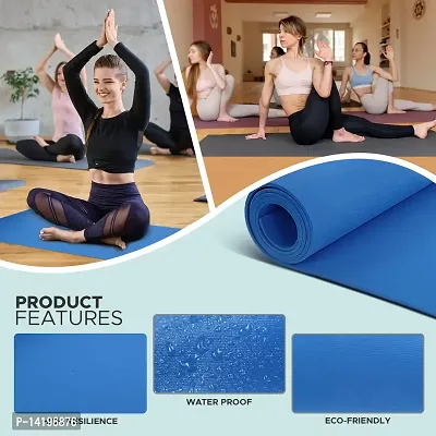 DecorSecrets Anti-Skid Yoga Mat for Men  Women, Exercise for Gym/Home Workout Fitness Green 6 mm Yoga Mat (Blue)-thumb0
